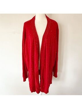 Vila Milano Women Studded Sparkle Cardigan Size 2X Holiday Glam Casual Comfy